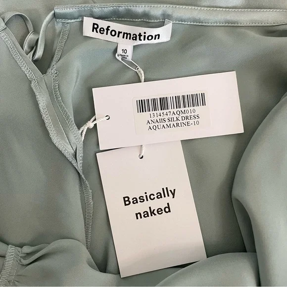 Reformation Anaiis Silk Dress in Aquamarine - Picture 10 of 11